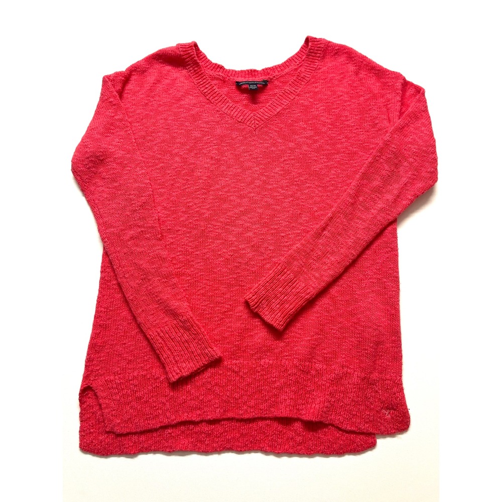 American Eagle Outfitters Womens XS Pink V-Neck Knit Sweater High Low AEO 0303 - Picture 3 of 9